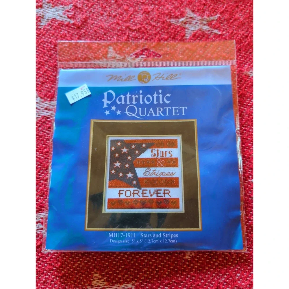 New Vintage Patriotic Quartet Stars Stripes 5x5